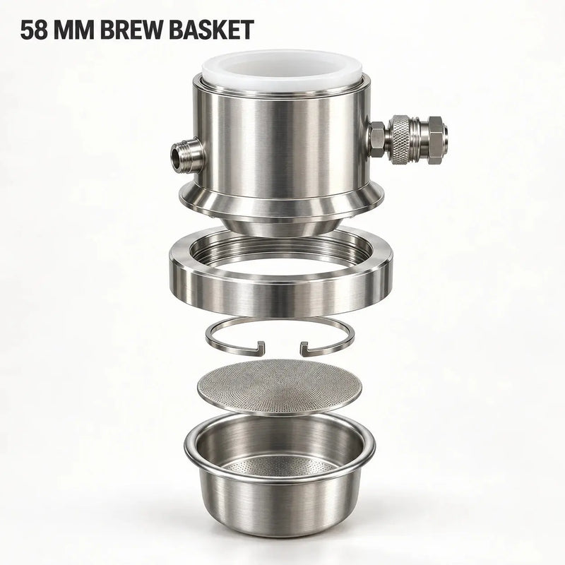 58mm 스테인리스 스틸 추출 바스켓 분해도
