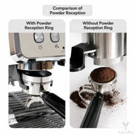 With vs. without the dosing funnel: fewer spilled grounds