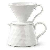 Weißes Keramik-Pour-over-Set mit geripptem Dripper und 450-ml-Servierkanne