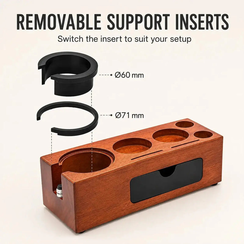 Abnehmbare Siebträgereinsätze für den Espresso-Organizer