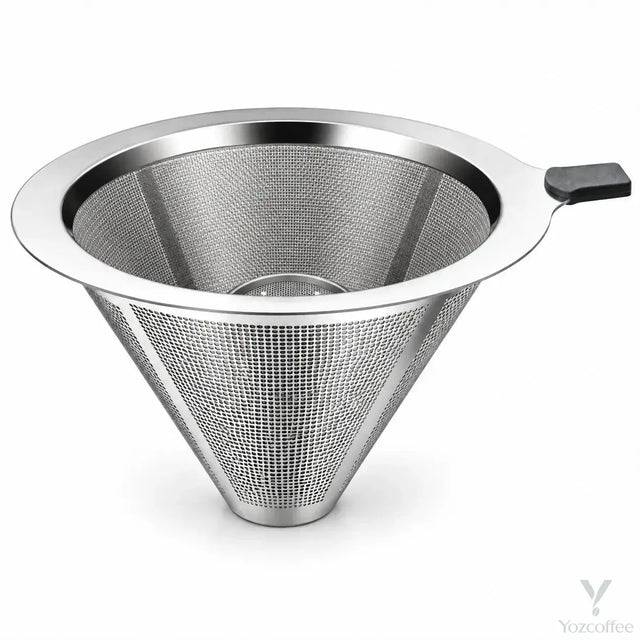 Reusable Pour-Over Coffee Filter – Dual-Layer 304 Stainless Steel Mesh, Paperless, Small/Large