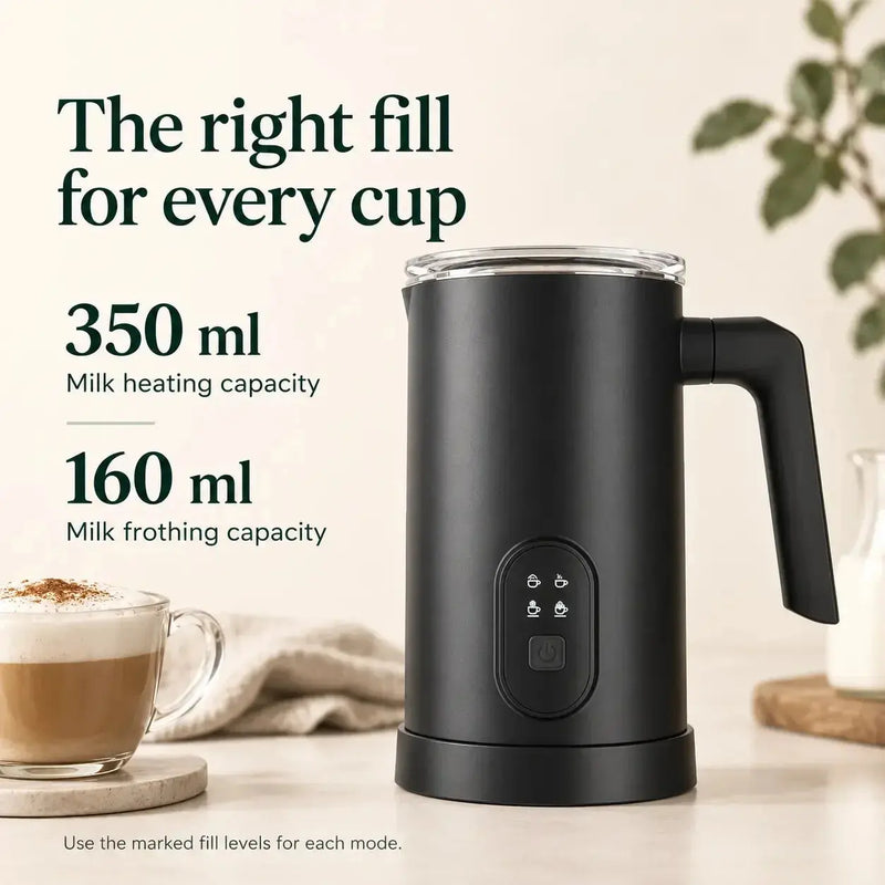 Milchaufschäumer-Kapazität: 160 ml zum Aufschäumen und 350 ml zum Erwärmen