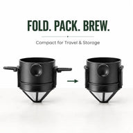 Ailettes du porte-filtre repliées pour le rangement en voyage