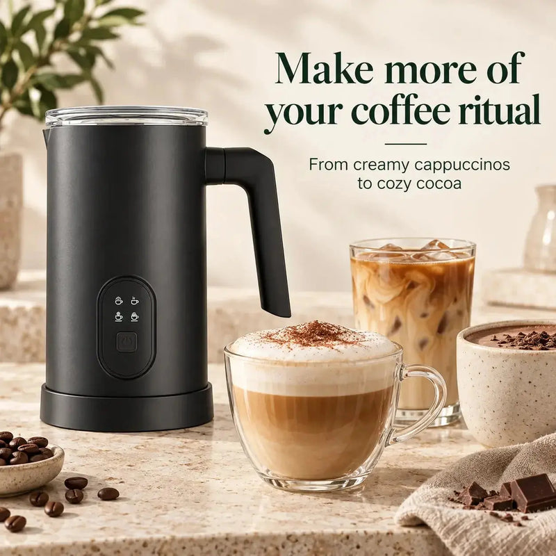 Mit dem elektrischen Milchaufschäumer zubereitete Kaffeegetränke