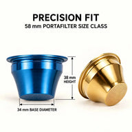 Dimensions du panier conique : catégorie 58 mm, base 34 mm, hauteur 38 mm