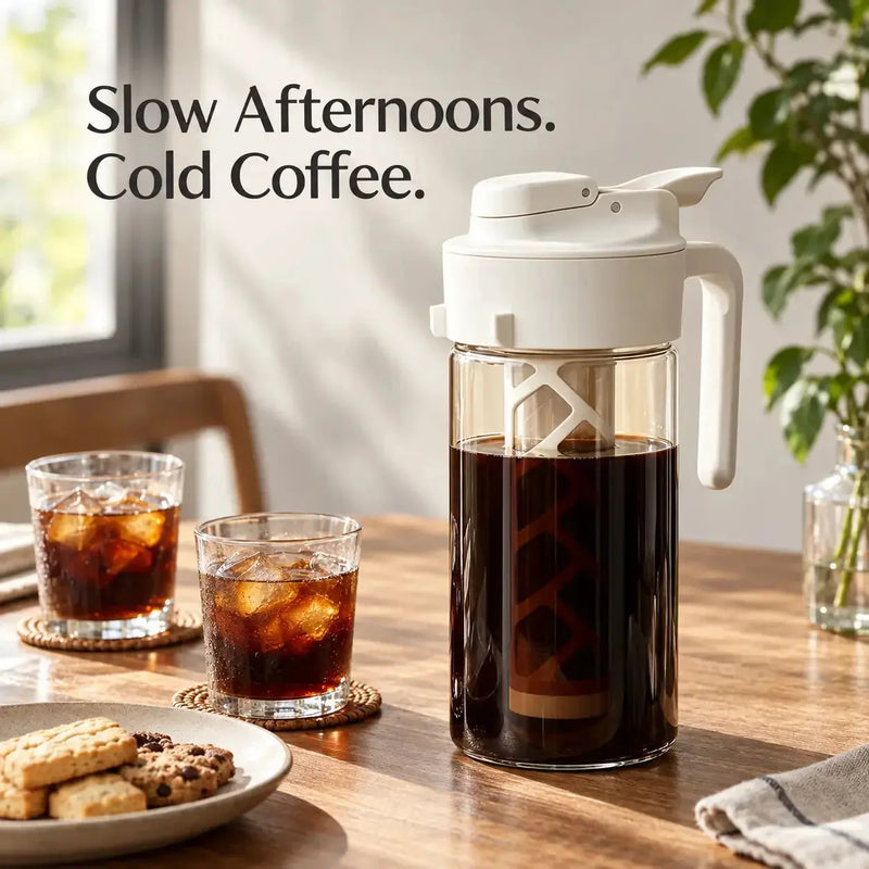 Cold-Brew-Kaffeebereiter für einen Eiskaffee am Nachmittag