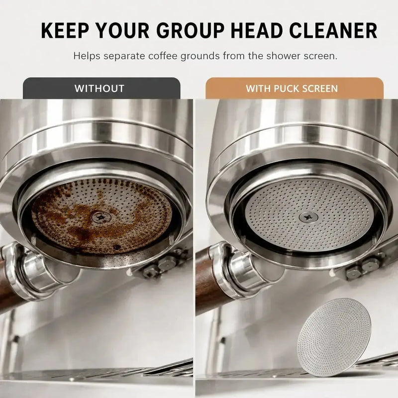 El puck screen mantiene más limpio el grupo de extracción de espresso