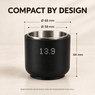 Dimensions of the 68mm mini digital dosing cup scale