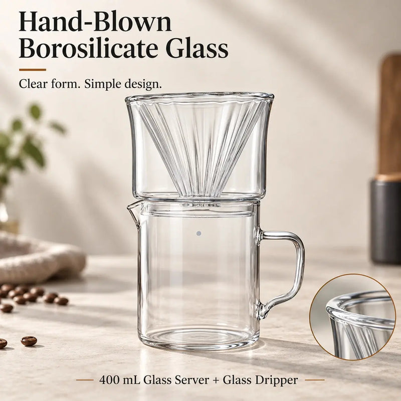 Mondgeblazen borosilicaatglas van de pour-overset