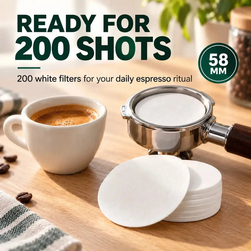 200 filtros de papel redondos de 58 mm de un solo uso para la pastilla de café