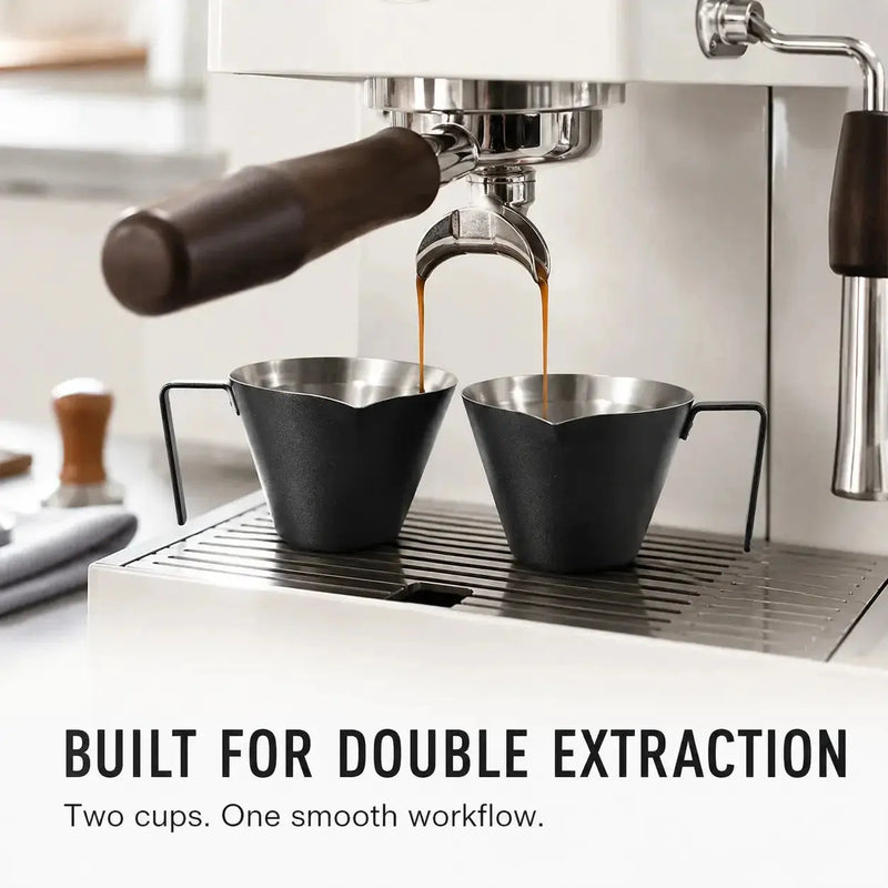 Tasses d’extraction espresso noires à double bec pour un espresso double
