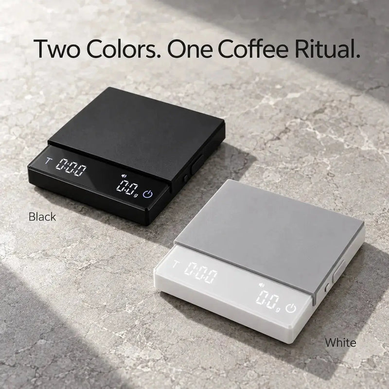 Mini-espressoweegschaal van 90 mm in zwart en wit