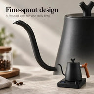 Close-up of the electric kettle's fine gooseneck spout