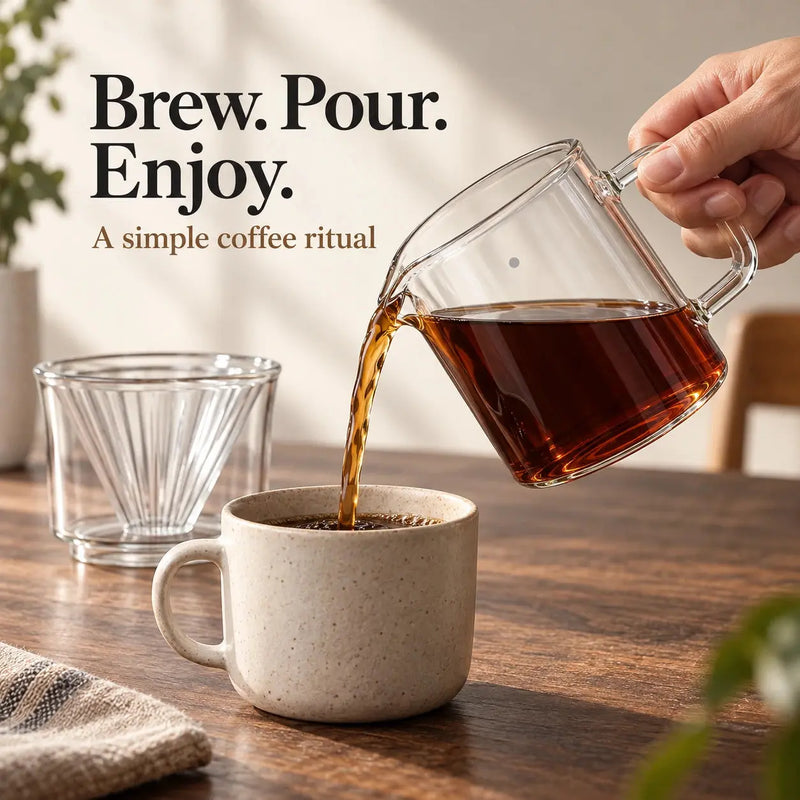 Koffie serveren uit de glazen karaf van 400 ml