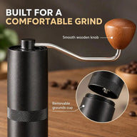 Holzgriff und Kaffeemehlbehälter der Handkaffeemühle