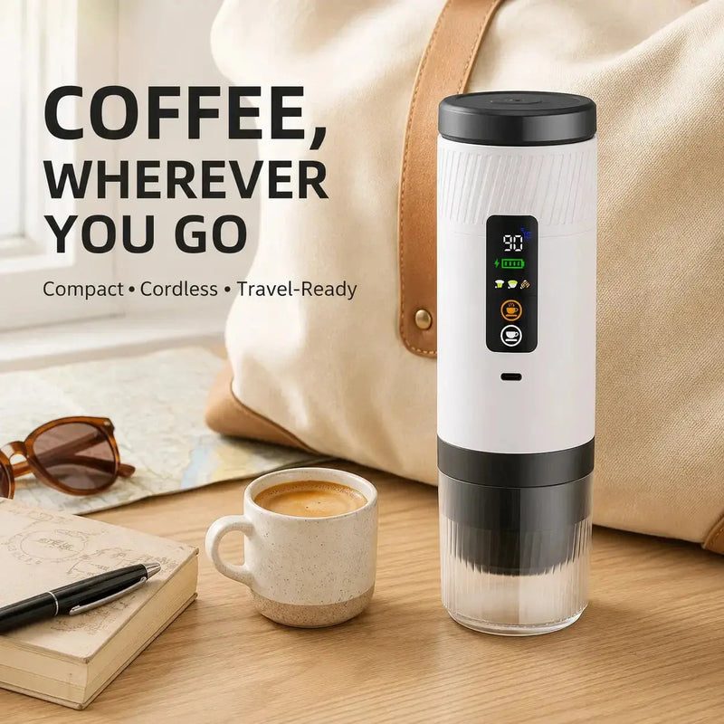 Cafetière portable blanche prête pour le voyage