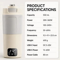 550ml携帯用電気ケトルの仕様