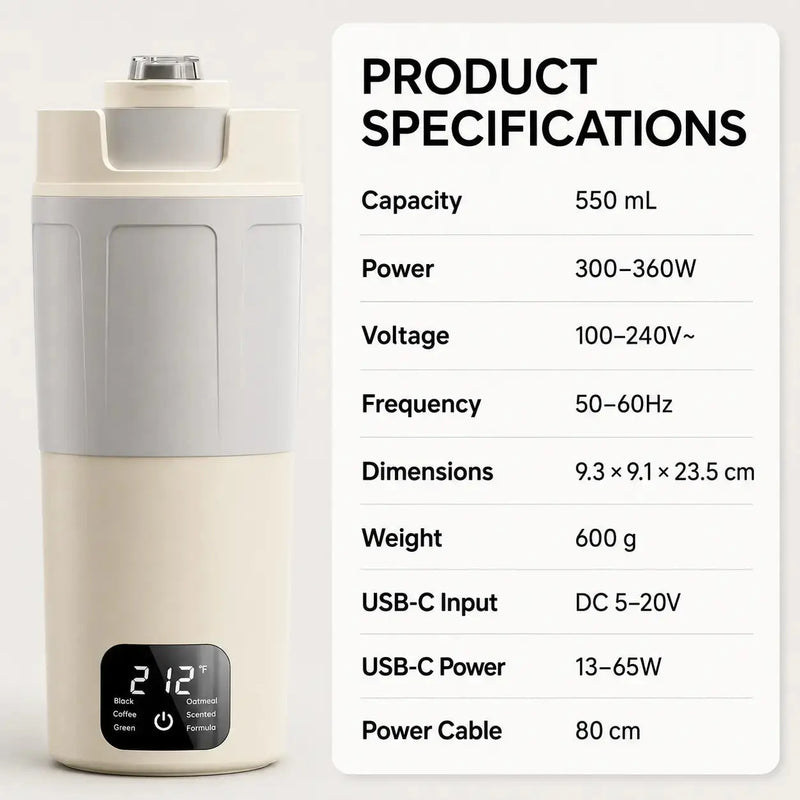 550ml携帯用電気ケトルの仕様