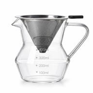 Cafetera de filtro de vidrio transparente de 400 ml con filtro de acero
