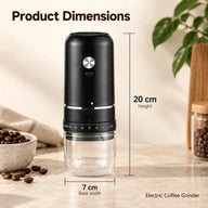 Yozcoffee 전기 커피 그라인더 크기: 높이 20cm, 바닥 너비 7cm
