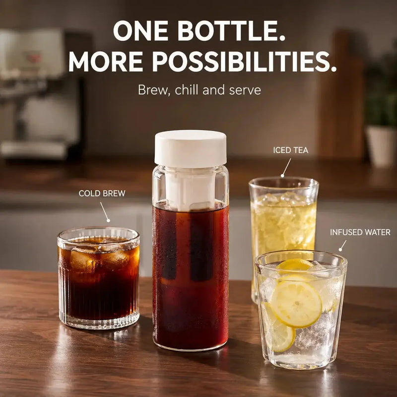 水出しコーヒー、アイスティー、フルーツウォーター用Yozcoffeeガラスボトル