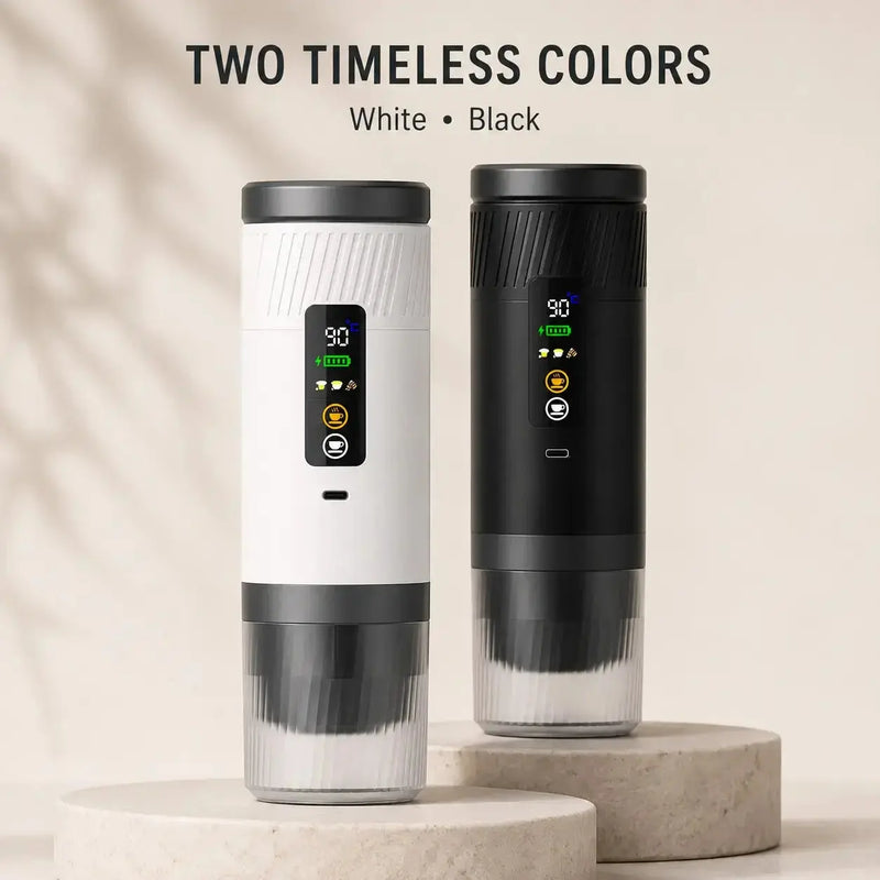Coloris de la cafetière nomade : noir et blanc