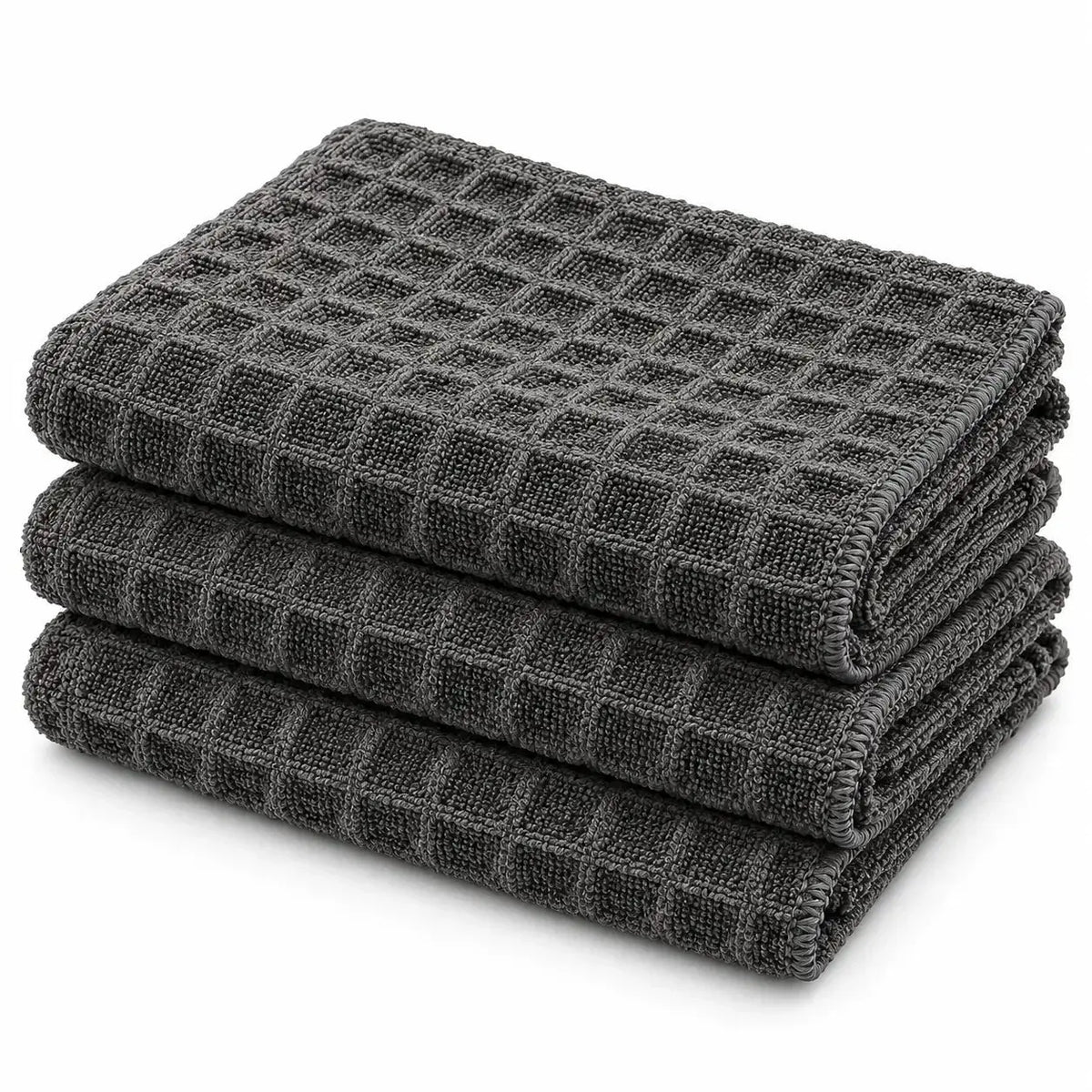 Paños de limpieza para barista de tejido gofrado gris oscuro, paquete de 3