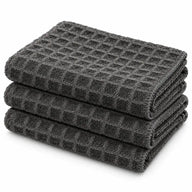Paños de limpieza para barista de tejido gofrado gris oscuro, paquete de 3
