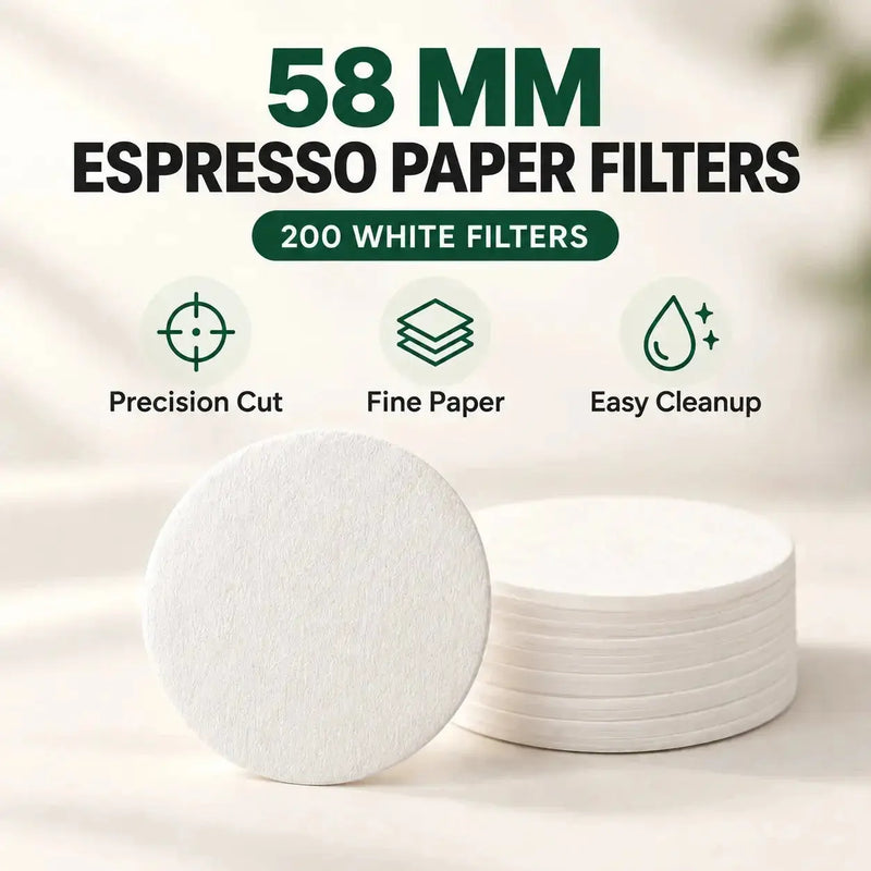 Paquete de 200 filtros de papel blancos de 58 mm para espresso
