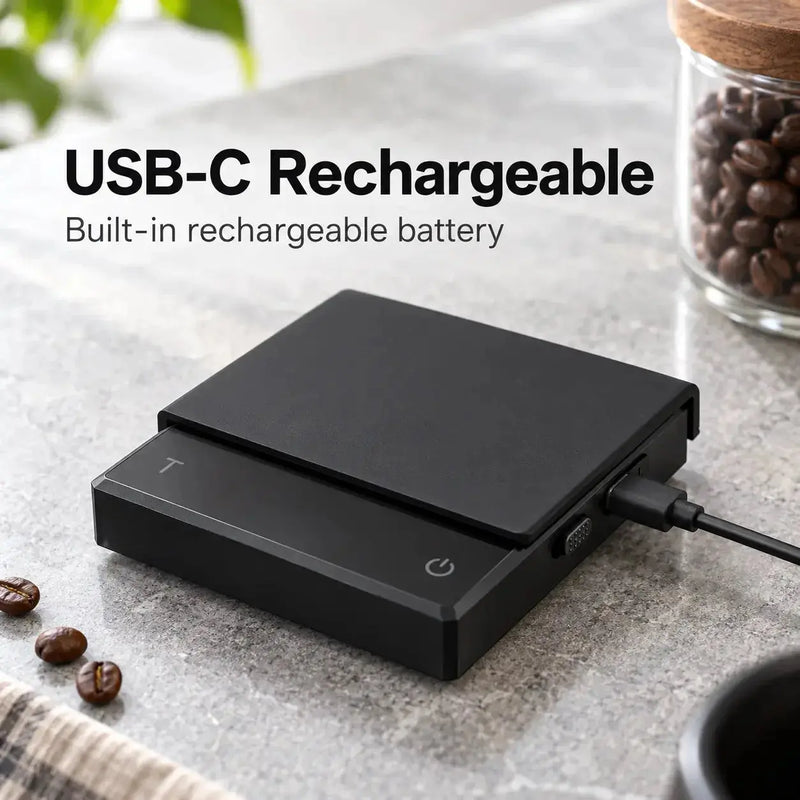 Mini-espressoweegschaal opladen via USB-C