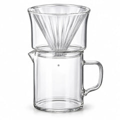 Glass Pour-Over Coffee Set – Cone Dripper & 400ml (14oz) Carafe, Hand-Blown Borosilicate Glass