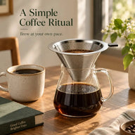 Filtro sin papel como parte de un ritual de café