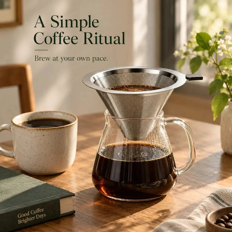 Filtro sin papel como parte de un ritual de café