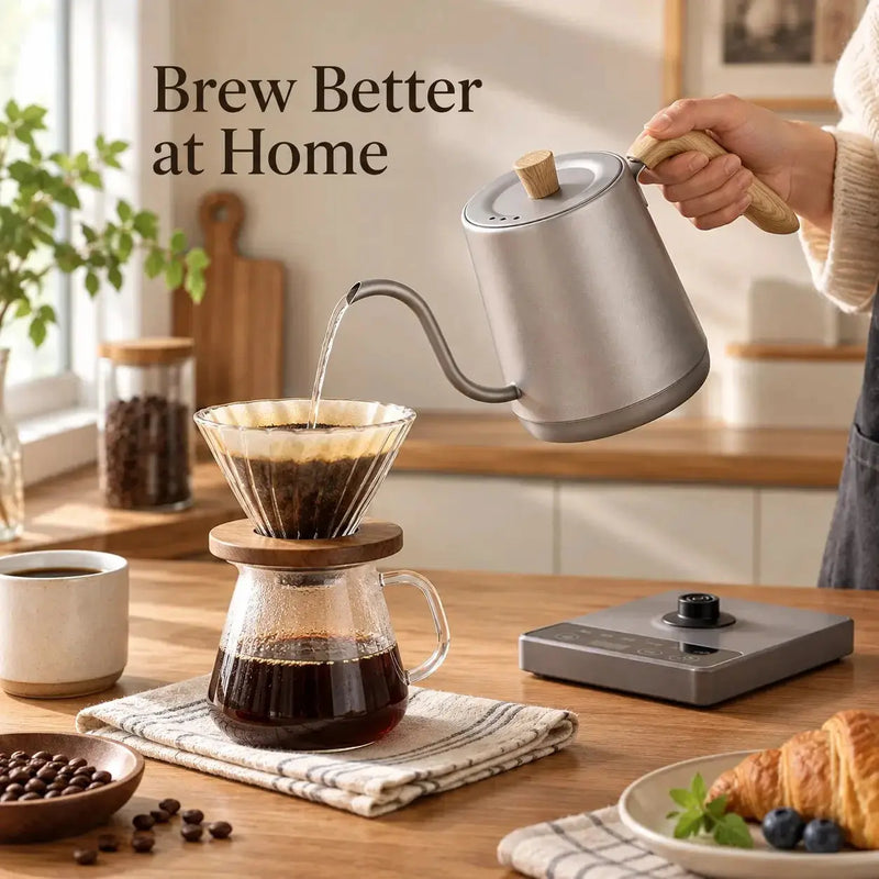 Elektrischer Schwanenhalskessel für Pour-over zu Hause