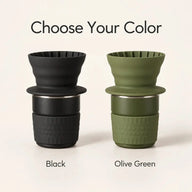 Kit portable pour café filtre en noir et vert olive