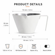 Dimensions de la tasse espresso de 120 ml en acier inoxydable 304