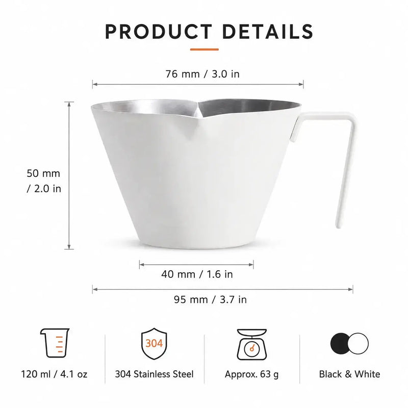 Dimensions de la tasse espresso de 120 ml en acier inoxydable 304