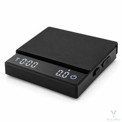 Mini bilancia per espresso con timer – 90mm (3.5in), 0.1g/2kg, tara automatica, avvio/arresto automatici, ricaricabile tramite USB-C