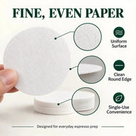 Detalles del papel de filtro fino y redondo de 58 mm para espresso