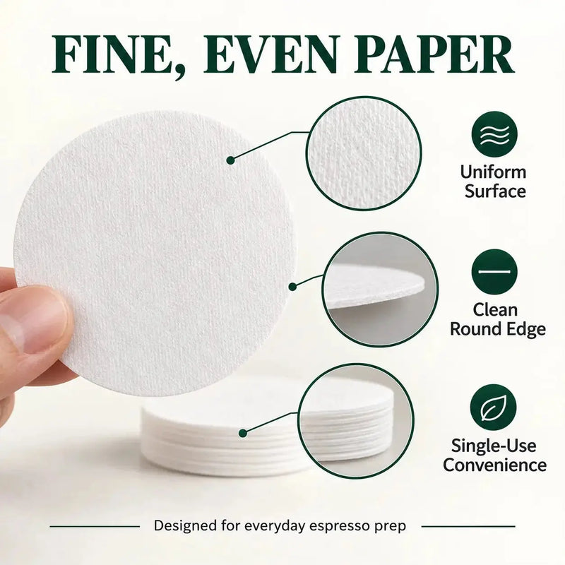 Detalles del papel de filtro fino y redondo de 58 mm para espresso