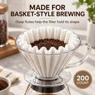 Filter mit flachem Boden in einem korbförmigen Dripper