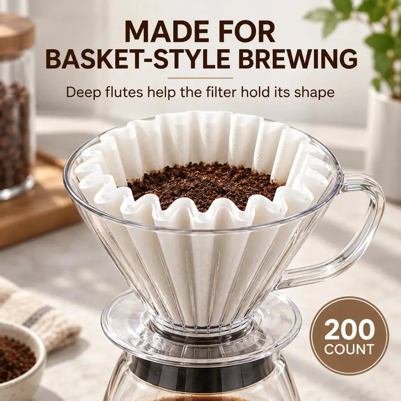 Filter mit flachem Boden in einem korbförmigen Dripper