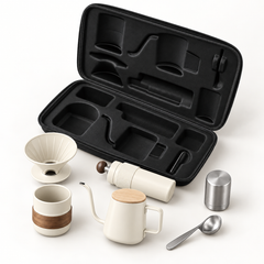 Portable Pour-Over Coffee Set – 6-Piece Travel Kit with Grinder