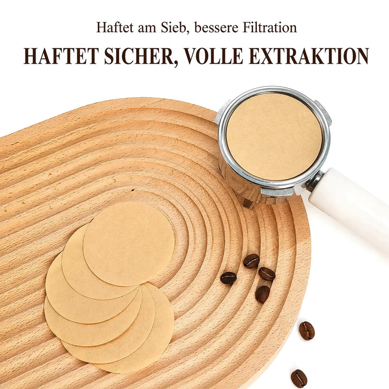 Runde Filterpapiere in einem Espresso- und Mokka-Setup zu Hause
