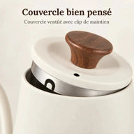 Couvercle ventilé avec clip de maintien et bouton en bois