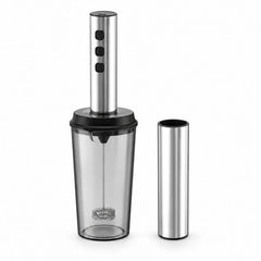 Handheld Milk Frother – 3 Speeds, USB-C Rechargeable, Silver, Optional 350ml Cup & Storage Sleeve