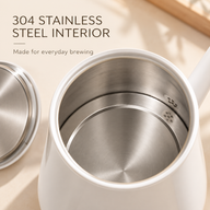 Interior of the white Yozcoffee 1L gooseneck kettle showing its 304 stainless steel surface