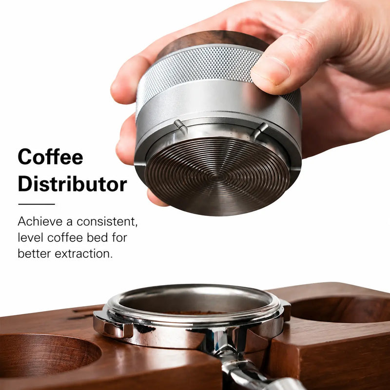 Espresso Distributor Tamper 51/58mm Walnut Wood Puck Prep: wood size guide