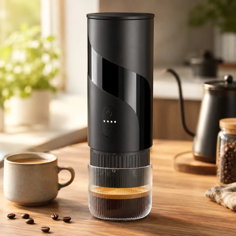 Portable Espresso Maker 51mm 2-in-1 Ground & Capsule Black: ground capsule alternate angle full