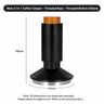 Yozcoffee 2-in-1 espresso tamper with 53mm threaded base and wood-grain top showing product dimensions
